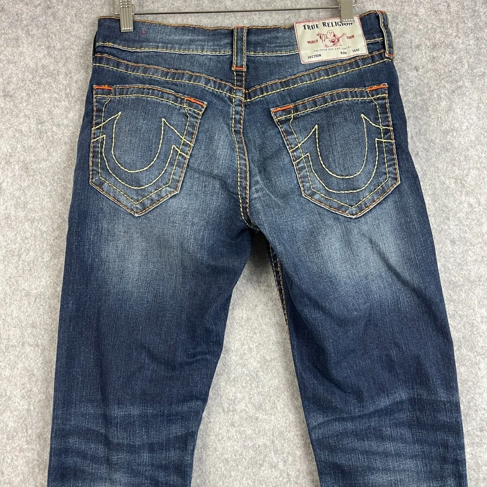 True Religion Geno Relaxed Slim Jeans Mens 31x32 Dark Wash Faded Denim